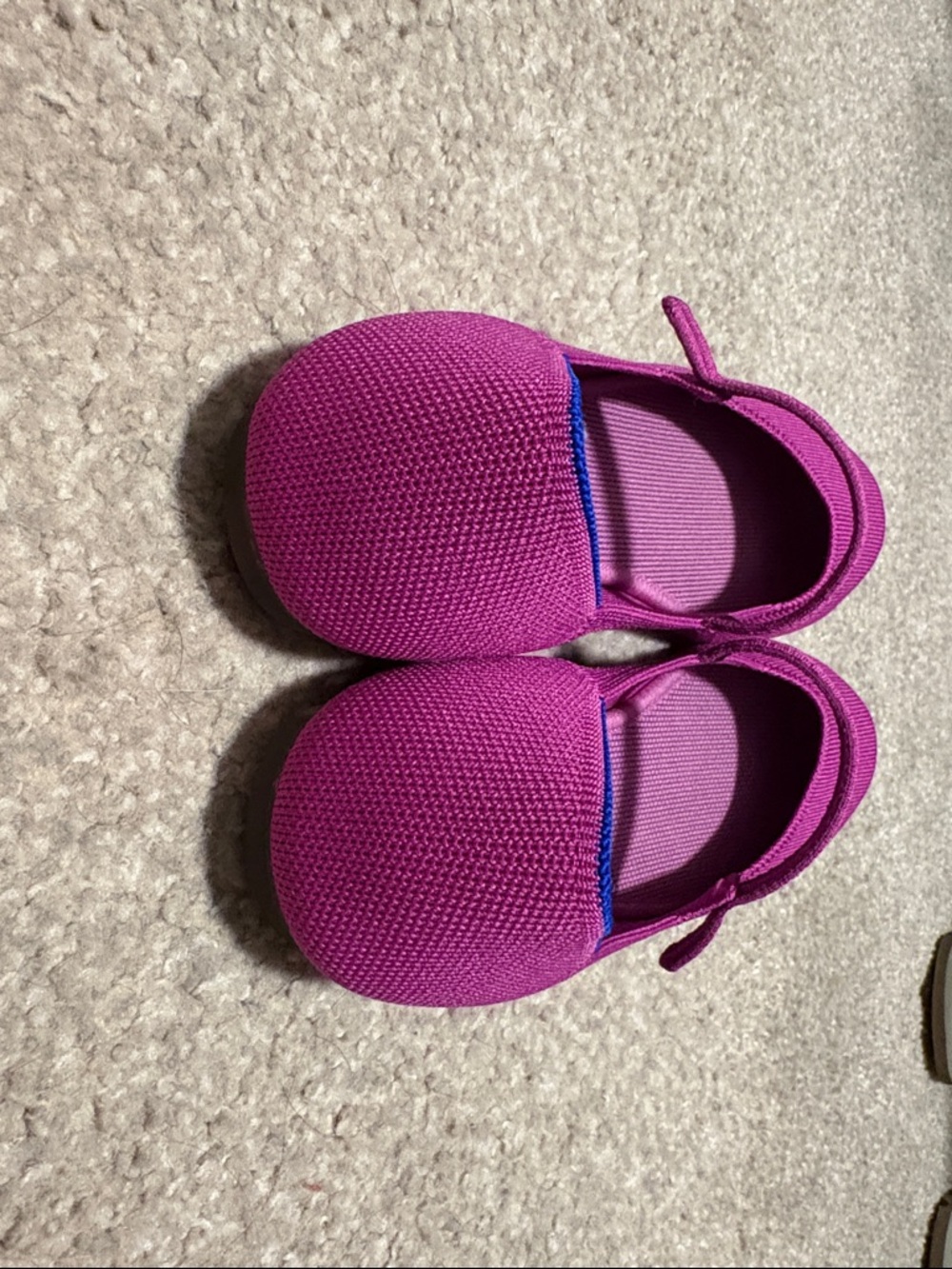 Rothy's Pink Mary Jane Flats with Blue Heel Trim - Picture 3 of 7